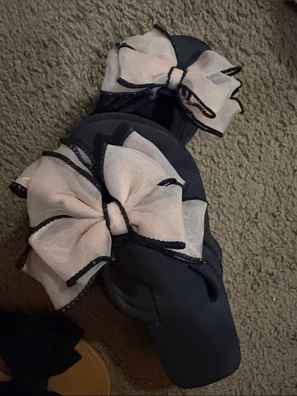 Women’s Black Sandals with White Bow Accent